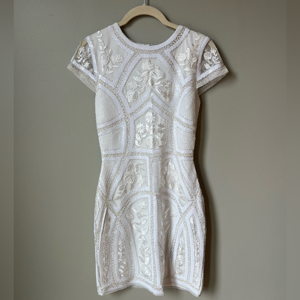 Lulu’s Spread Your Shine White Sequin Embroidered Bodycon Dress Small - Picture 4 of 11
